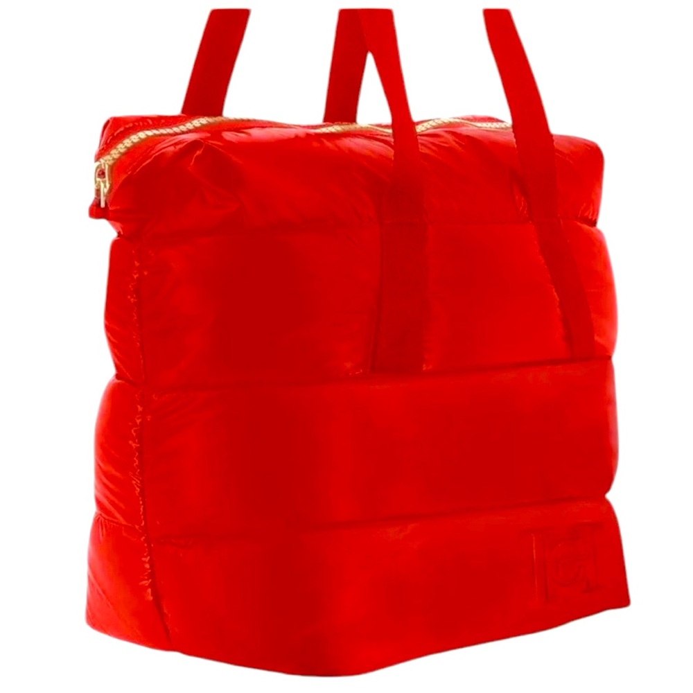 CAROLINA HERRERA Logo RED Puffy Quilted TOTE Shoulder Gym Bag Good Girl NEW